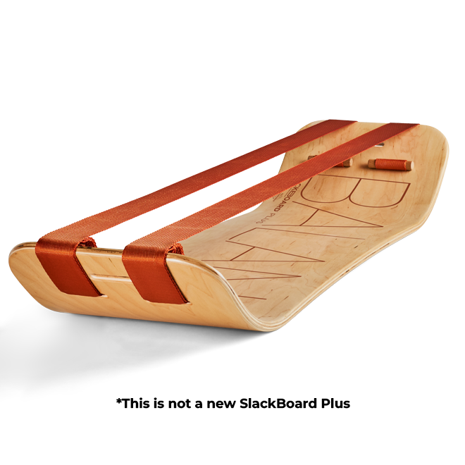 SlackBoard Plus with orange straps on a white background